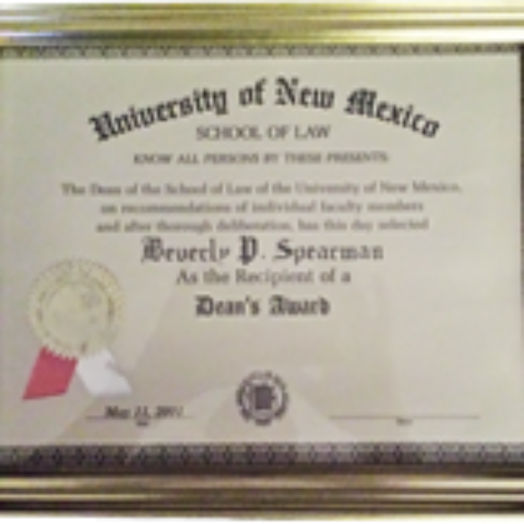 University of New Mexico School of Law Deans Award